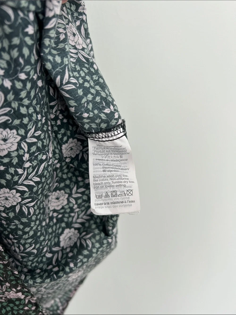 J. Crew Liberty Dark Green Floral Ruffle-Trim Blouse